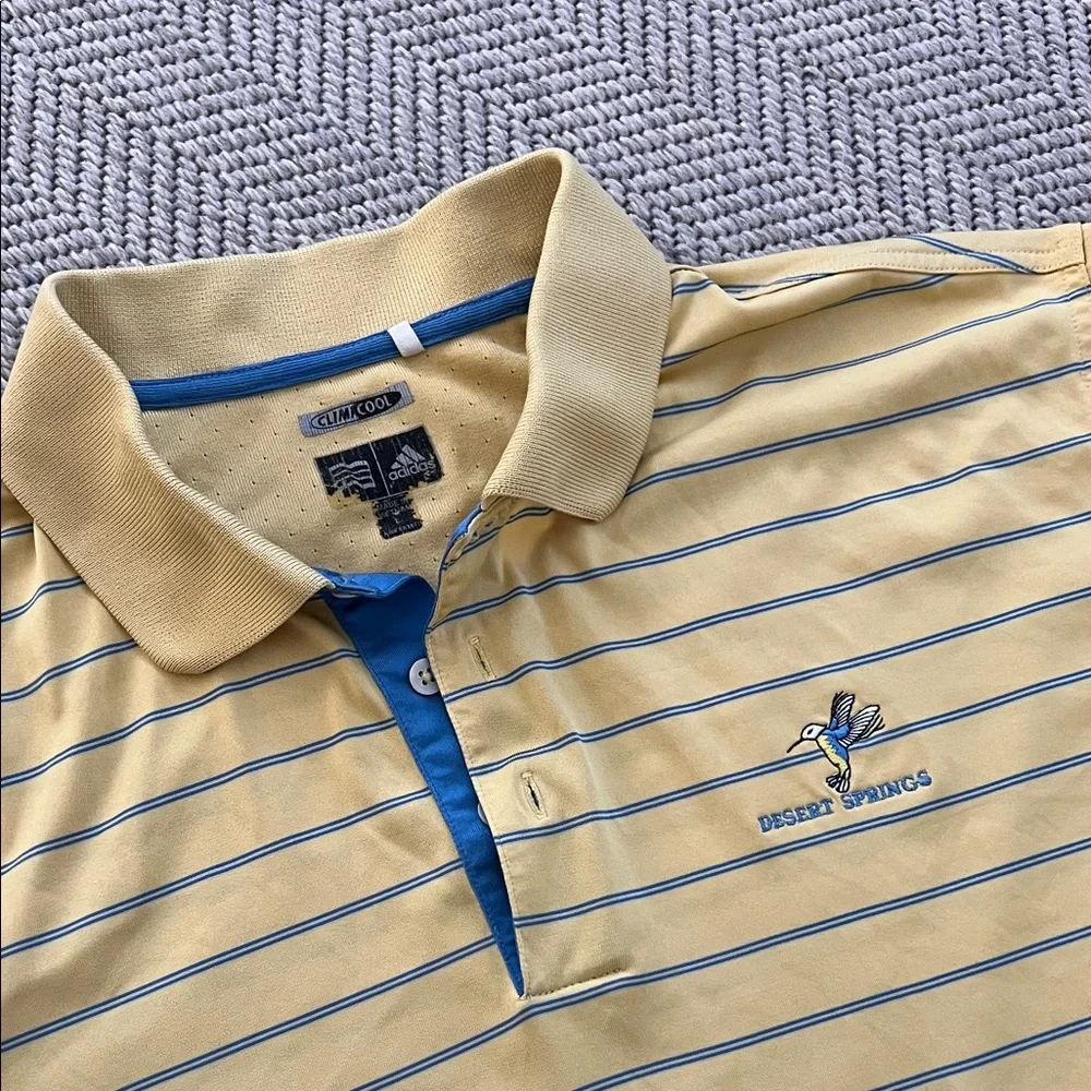 adidas Yellow Polo with Blue Stripe Details